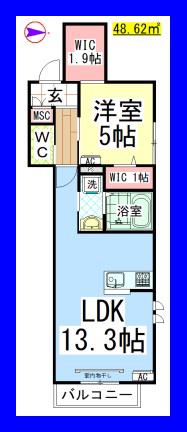 AF リトルウッズ中央林間(1LDK/3階)の間取り写真