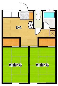 コーポ大理(2DK/2階)の間取り写真