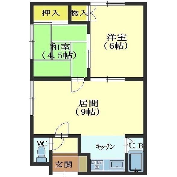たかはし荘(2LDK/2階)の間取り写真