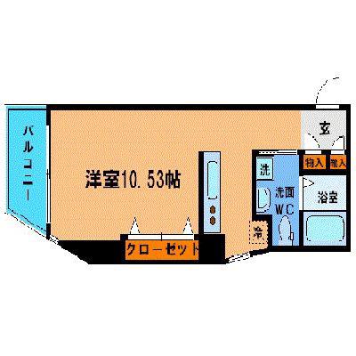 フラワーシティINブラボン(1K/8階)の間取り写真