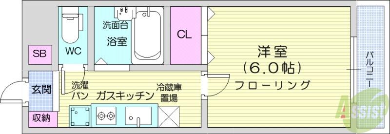 CITY SPIRE仙台(1K/4階)の間取り写真