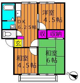 ガーデン三宅ハイツ(3DK/2階)の間取り写真