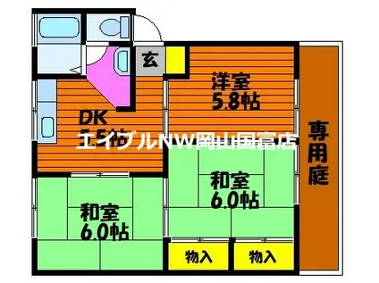 フローレス93 A棟(3DK/1階)の間取り写真