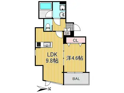 アロマフェリーII(1LDK/2階)の間取り写真