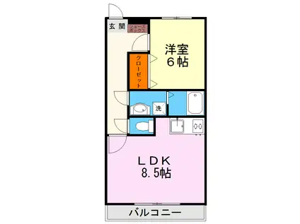 グランドステージ城南(1LDK/4階)の間取り写真