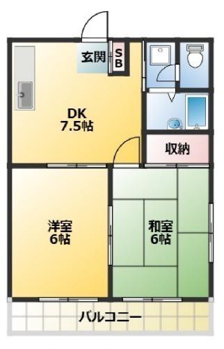 バンブーズ(2DK/3階)の間取り写真