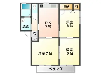 トレビアンS(3DK/2階)の間取り写真