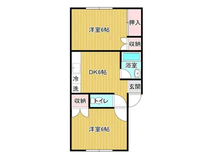 ホワイトハイム(2DK/1階)の間取り写真