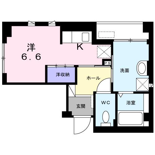KOTI 壱番館(ワンルーム/2階)の間取り写真