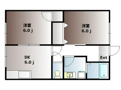 田口コーポII(2DK/1階)の間取り写真