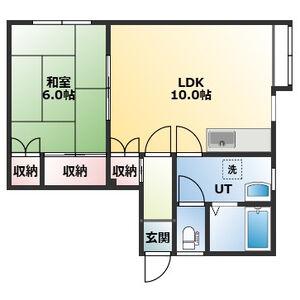 ニューウエスト八軒(1LDK/3階)の間取り写真