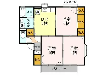 セジュール池谷 B(1LDK/2階)の間取り写真