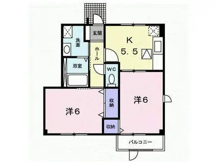 メゾン・ド・ふじ(2K/1階)の間取り写真