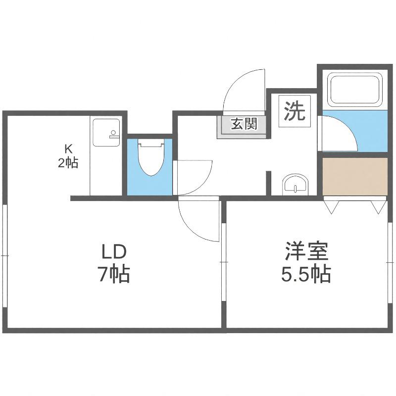 イーグルサウス17B(1LDK/2階)の間取り写真