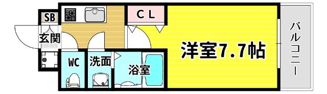 フォーリアライズ弁天町ノビア(1K/7階)の間取り写真
