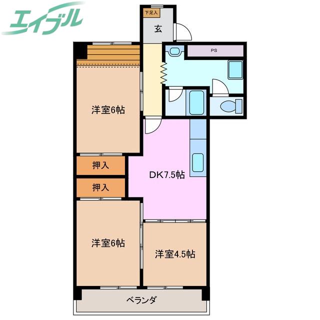 第1加藤ビル(3DK/4階)の間取り写真