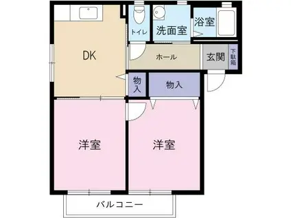 フォンテーヌV(2DK/1階)の間取り写真