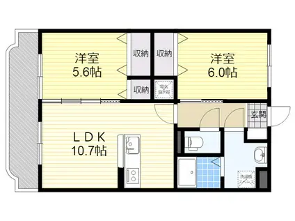 キャピタルマンション(2LDK/2階)の間取り写真