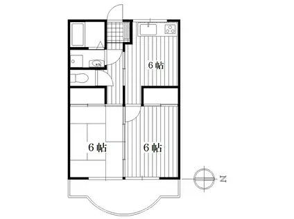 コーポエビハラII(2DK/2階)の間取り写真