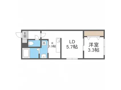 LE TRAIN BLEU(1LDK/3階)の間取り写真