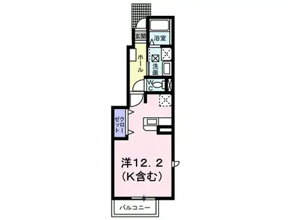 ネオハイムD(ワンルーム/1階)の間取り写真