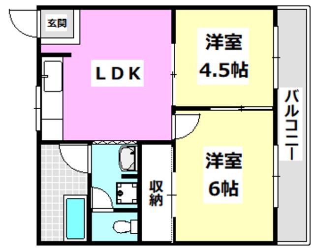 第一セイホ杉本コーポ(2DK/3階)の間取り写真
