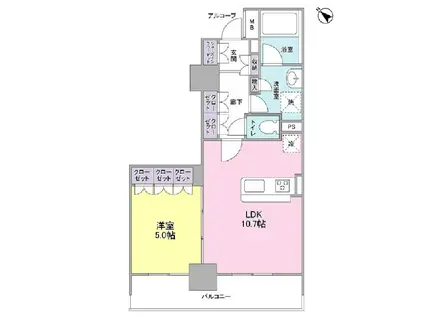 LASANTE五反田 ラサンテ五反田(1LDK/3階)の間取り写真
