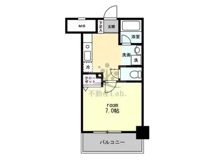 WILLDO難波WI(1K/7階)の間取り写真