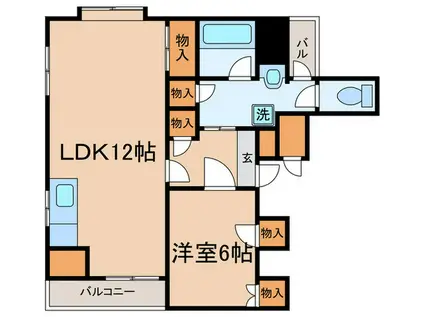 メゾンホウコ(1LDK/9階)の間取り写真