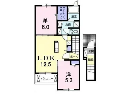 トゥインクル A・B(2LDK/2階)の間取り写真