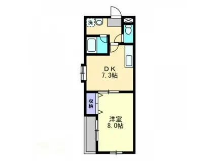 ESPACE国体町(1DK/1階)の間取り写真