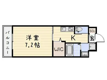 ウィングス重住(1K/6階)の間取り写真