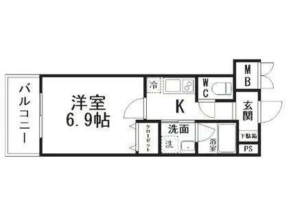 RITA-I(1K/7階)の間取り写真