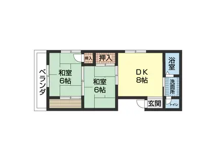 新和歌浦アパート(2DK/3階)の間取り写真