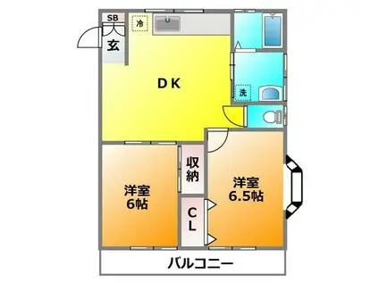 ルミエール(2LDK/2階)の間取り写真