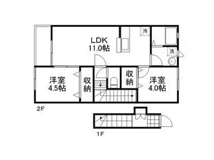 I.S延友 C棟(2LDK/2階)の間取り写真