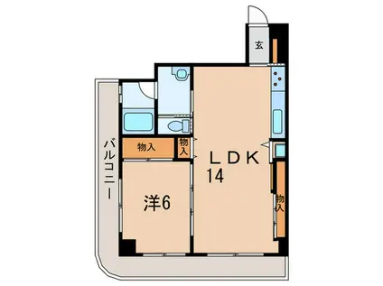 芦屋アーバンライフ(1LDK/2階)の間取り写真