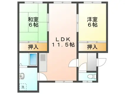 メゾンハセ(2LDK/2階)の間取り写真