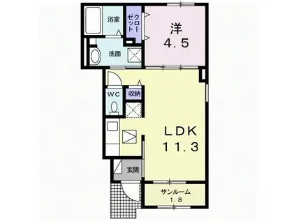 アクティ・リーベル II(1LDK/1階)の間取り写真