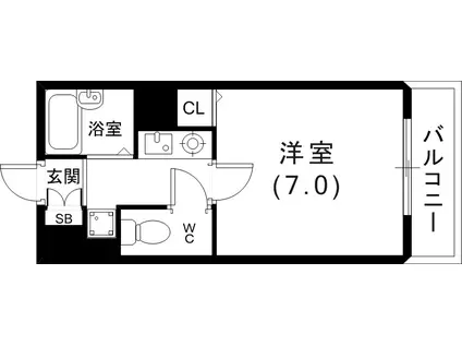 ヴェルディ神戸(1K/2階)の間取り写真