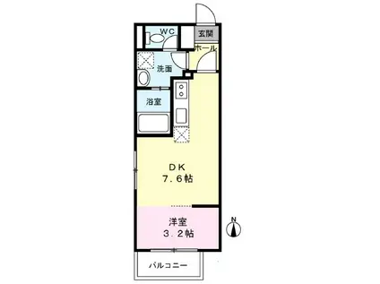 長町6丁目マンション(1DK/1階)の間取り写真