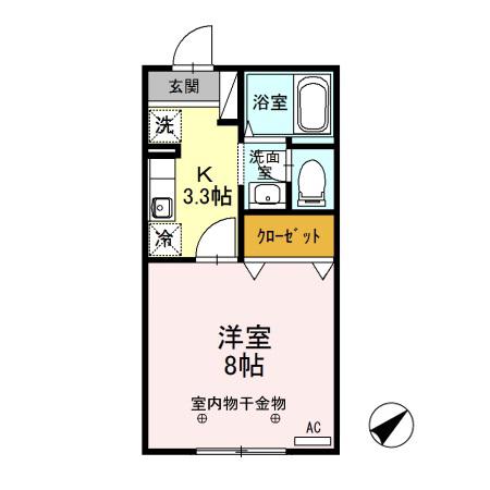 フィルコート新町(1K/2階)の間取り写真