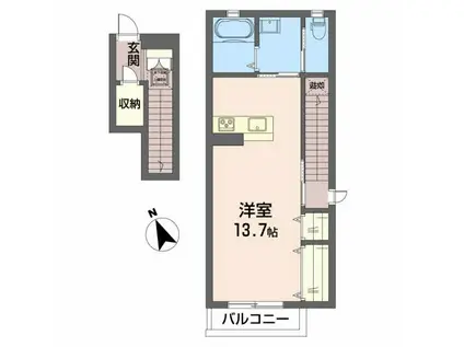 クオレールS(ワンルーム/2階)の間取り写真