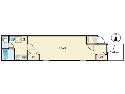 リーヴェルポート四つ木BRISE(1K/1階)の間取り写真