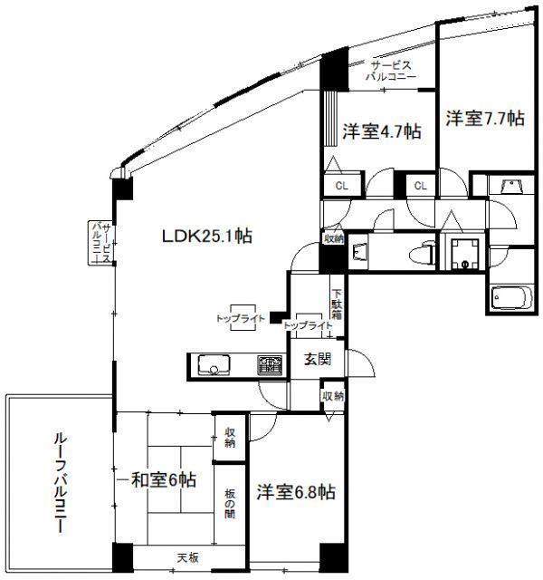 ネクサスシーサイド百道 2号棟(4LDK/10階)の間取り写真