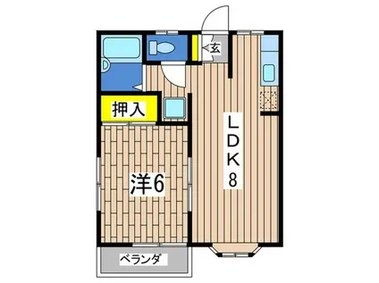 ダイアヒルズ(1LDK/1階)の間取り写真