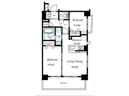 日神デュオステージ三ツ沢公園(2LDK/2階)の間取り写真