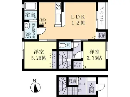 リーブルファイン笠間1号棟(2LDK/2階)の間取り写真