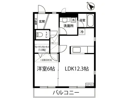 セレ・クォーレ新百合(1LDK/2階)の間取り写真