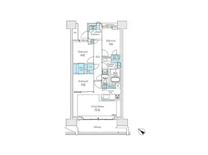晴海フラッグパークビレッジ(3LDK/8階)の間取り写真